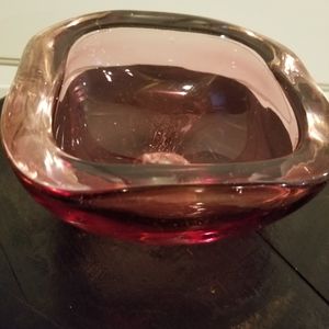 Vintage Pink Murano Glass Bowl 6"